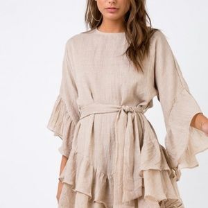 PRINCESS POLLY Antique Wish Mini Dress Mocha